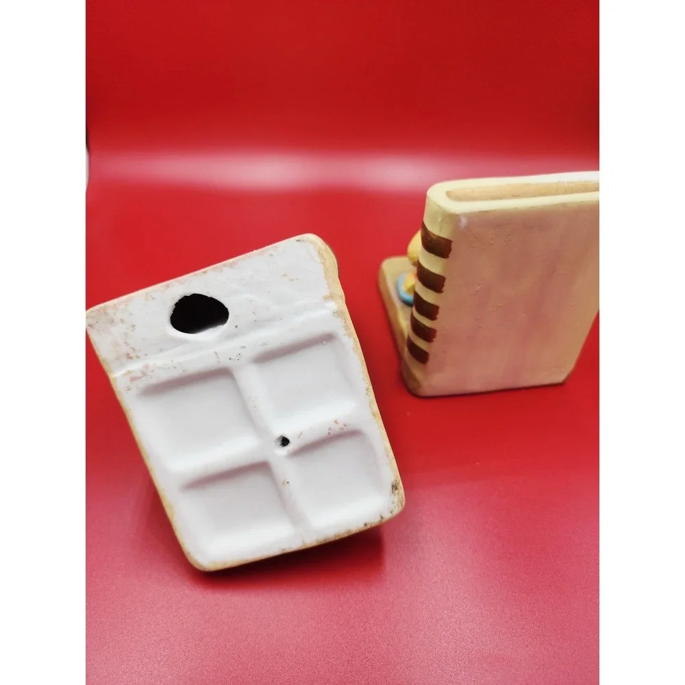 Teddy Bear Vintage Ceramic Bookends Boy Book‎ & Girl Music Shelf Decor Bear Set